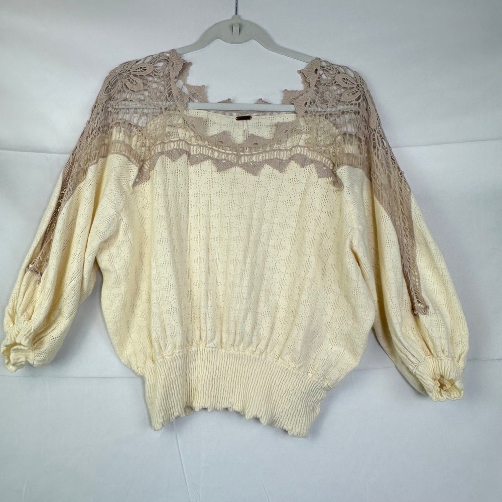 Free‎ People Love Lace Sweater Peasant Pullover Knit Women S